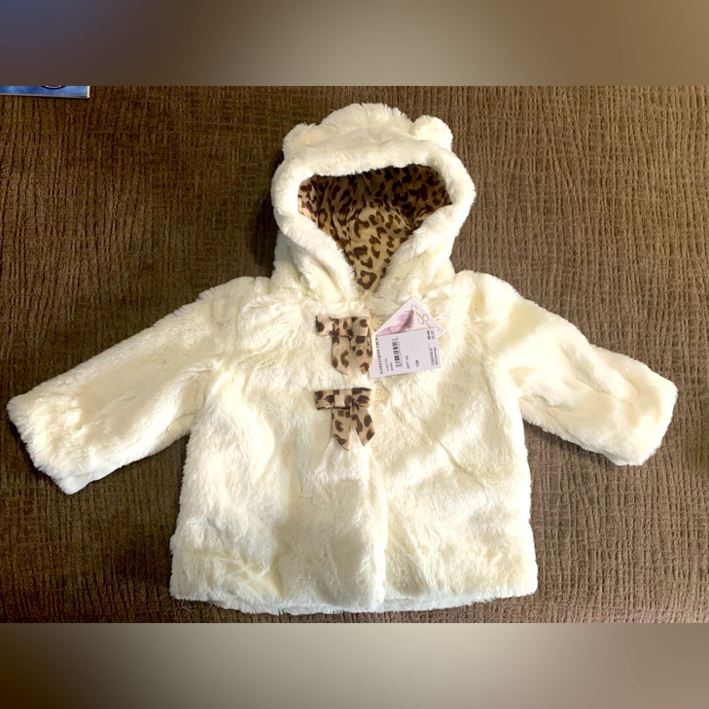 NWT Jessica Simpson Ivory faux fur jacket 12mos